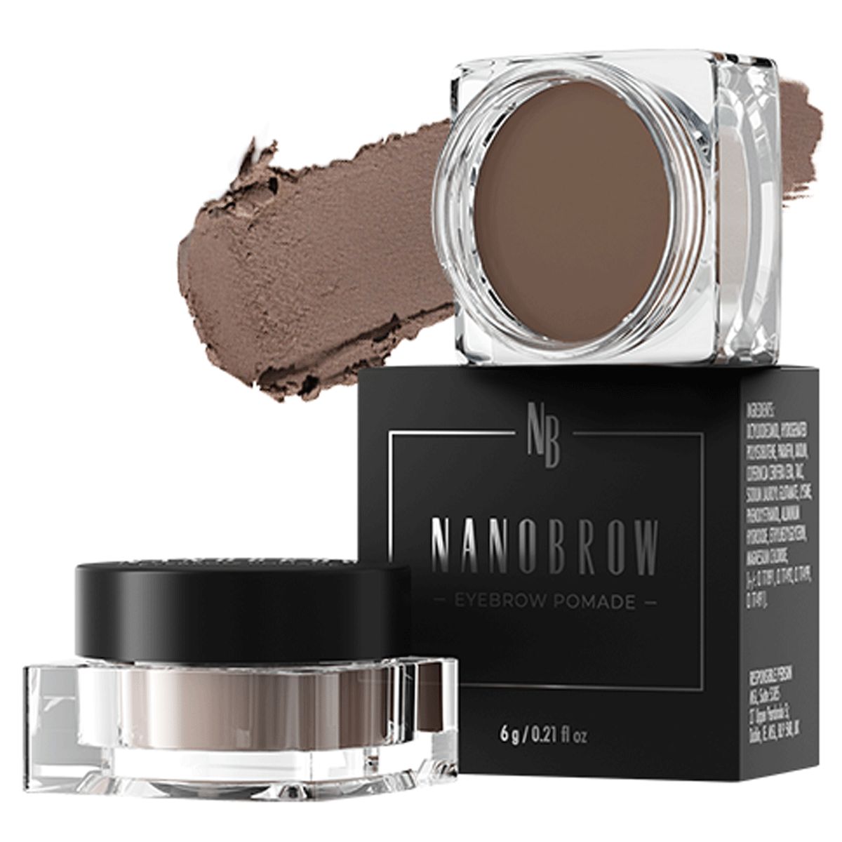 Pommade à sourcils Nanobrow Medium Brown, 6g. Avec échantillon. Deux pots et emballage.
