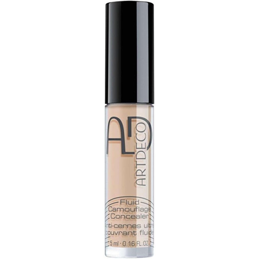 Artdeco Fluid Camouflage Concealer. Fles met zwarte dop. Productnaam en volume-aanduiding op het etiket.