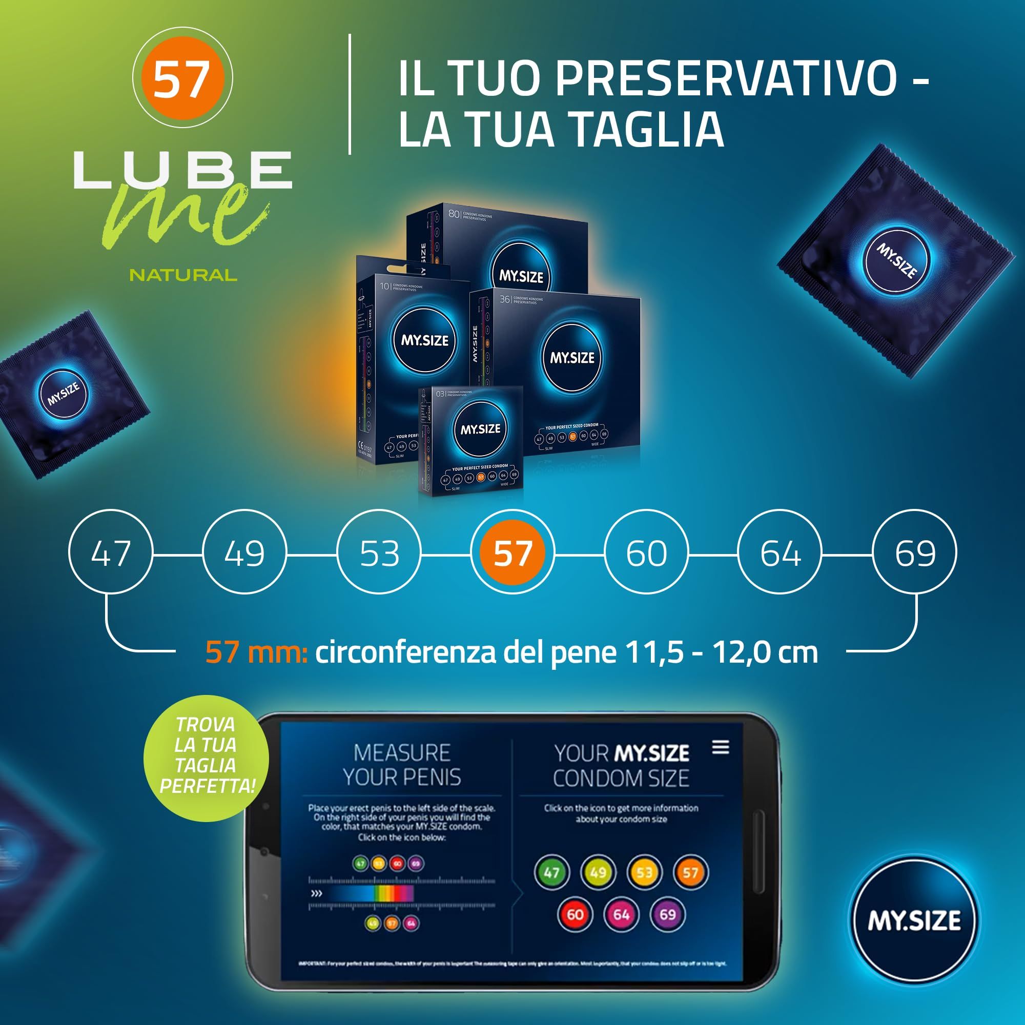 MY.SIZE PRO Préservatifs + LUBE ME Natural + Body Candle Set