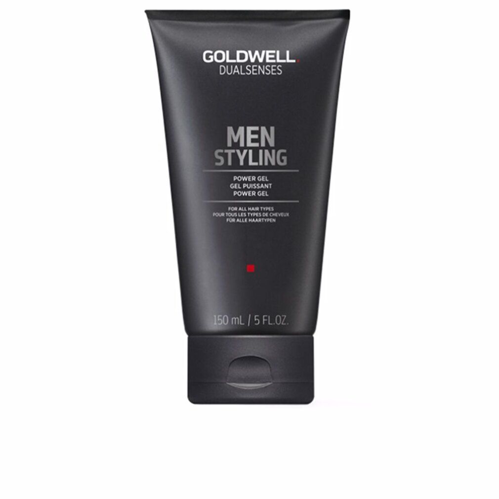 Tube noire Goldwell Dualsenses Men Styling Gel. Texte: Men Styling, Power Gel, pour tous types de cheveux, 150 ml.