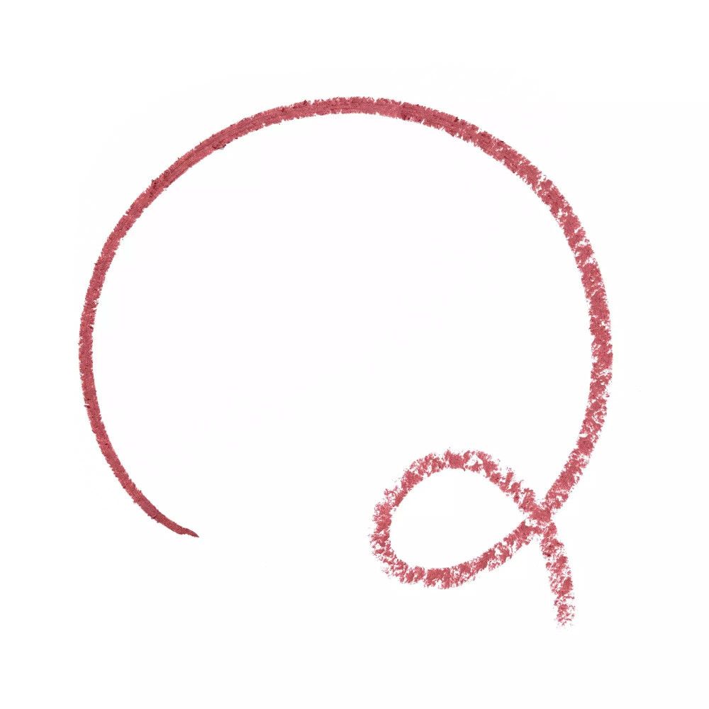 Cirkel van roze lippenstift. De lijn eindigt in een lus.