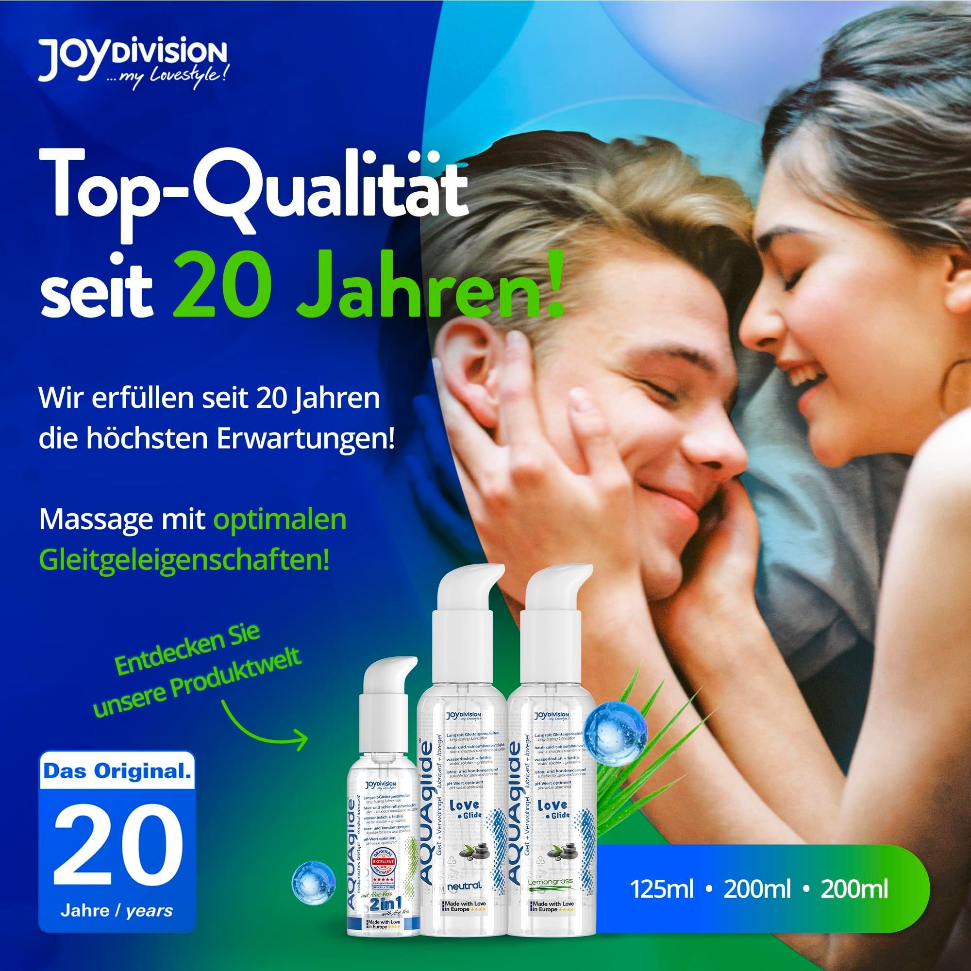 AQUAGLIDE Massage + Glide Lemongrass en différentes tailles.