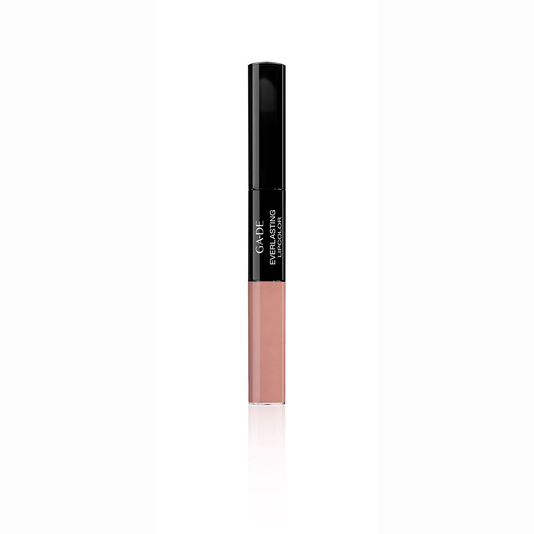 GA-DE Everlasting Lip Color. Twee-delige houder, zwart en beige. Opschrift: Everlasting Lipcolor.