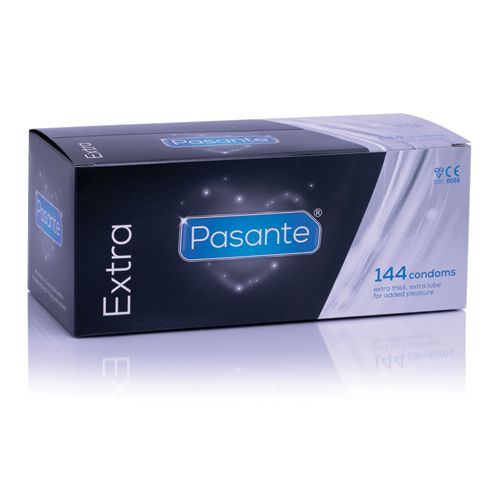 Préservatifs Pasante Extra, boîte de 144. Épais, lubrifiés.