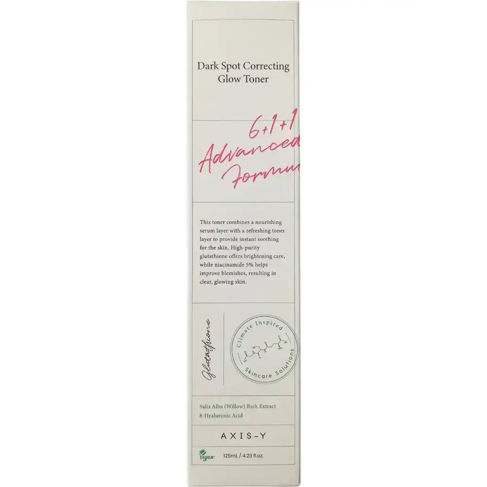 Axis-Y Dark Spot Correcting Glow Toner fles met pompdos.