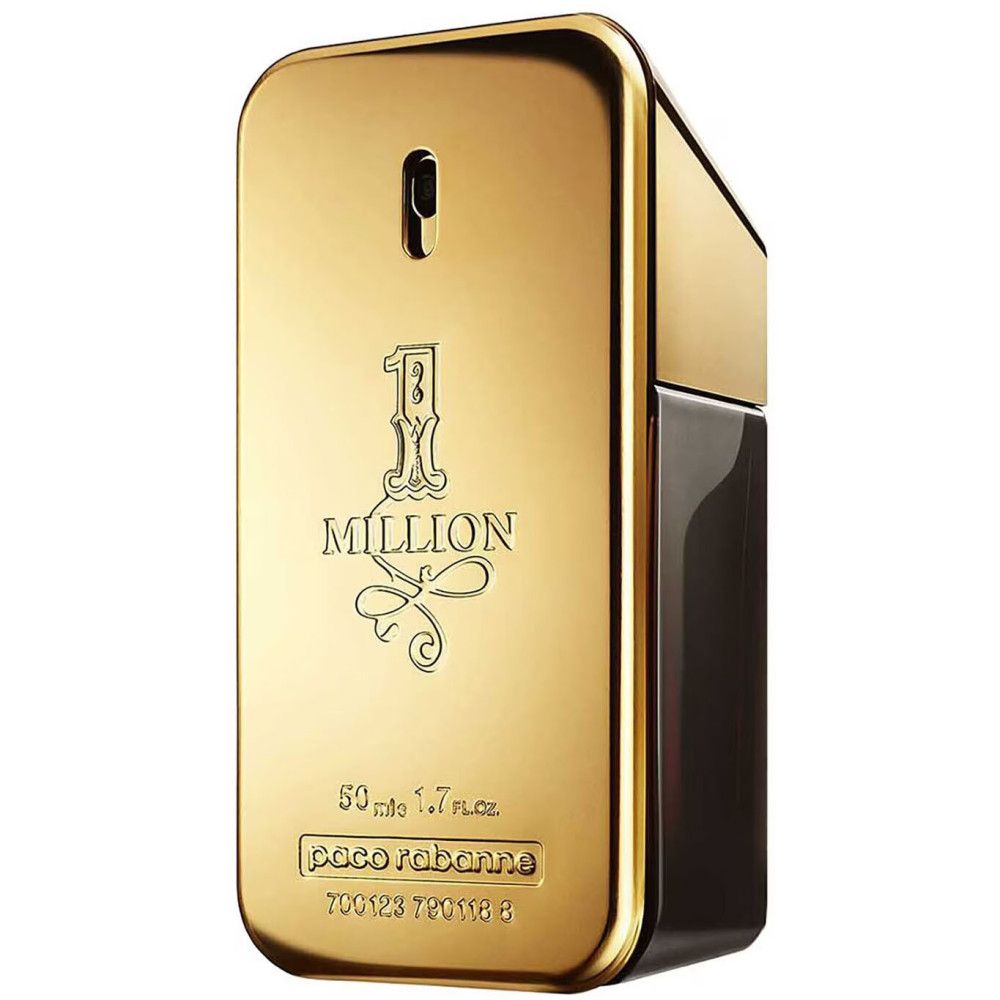 Flacon doré. Inscription: 1 Million, Paco Rabanne. 50ml.