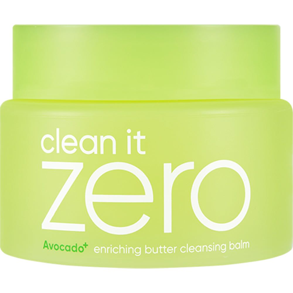 Pot vert avec l'inscription "Clean It Zero Avocado+ Enriching Butter Cleansing Balm".