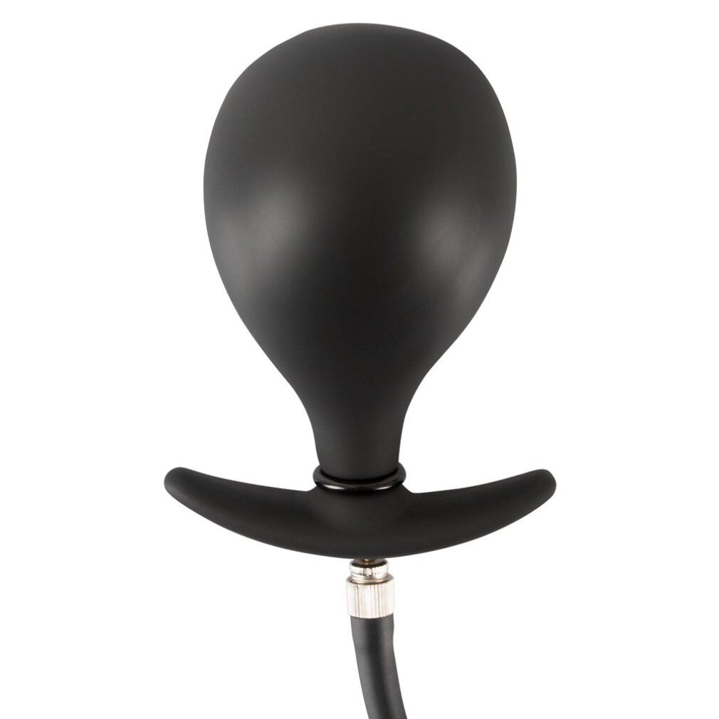 Close-up van de opblaasbare plug met T-handvat en ventielaansluiting.