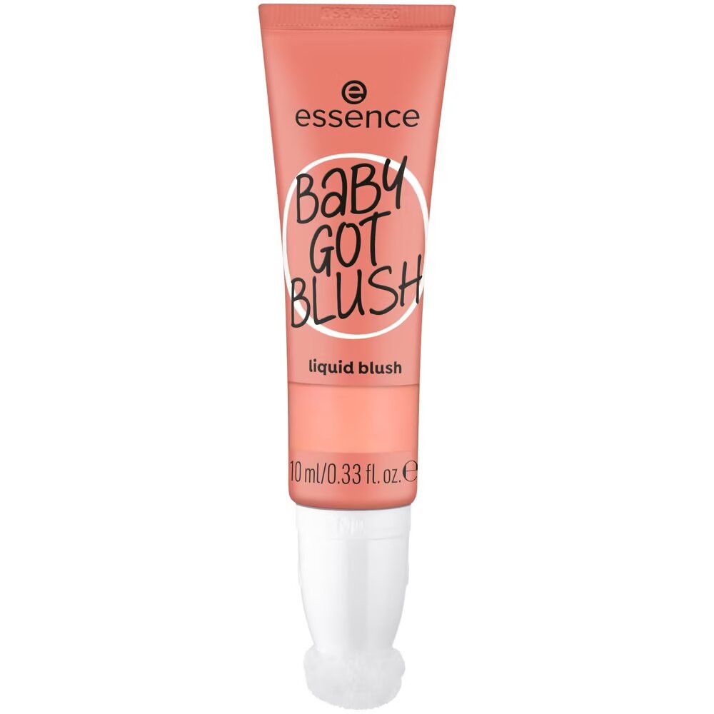 Essence Baby Got Blush Liquid Blush. Roze tube met witte applicator. Productnaam en merk zichtbaar.