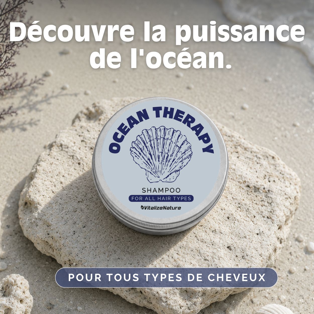 VitalizeNature Ocean Therapy Barre de Shampooing – Extraits d’algues & huile d’olive