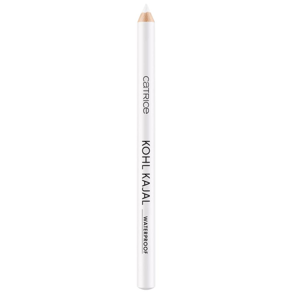 Crayon khôl blanc avec texte noir. Marque : Catrice. Texte : Kohl Kajal, Waterproof.