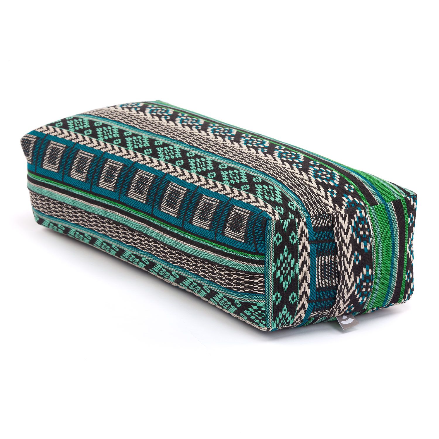 bodhi Collection ETHNO : Salamba (rectangulaire) traversin de yoga, jacquard, noir-blanc-vert