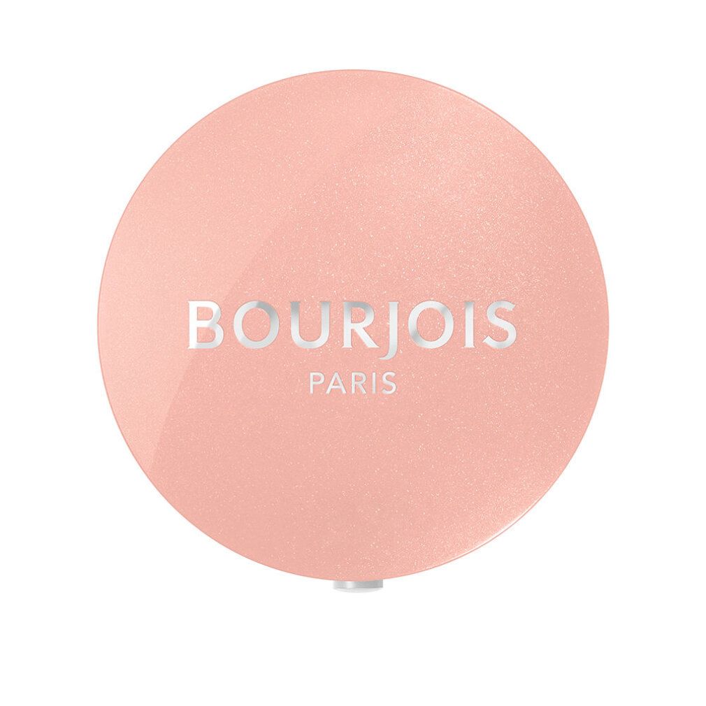 Ronde, roze oogschaduwverpakking. 'BOURJOIS PARIS' in zilver op deksel.