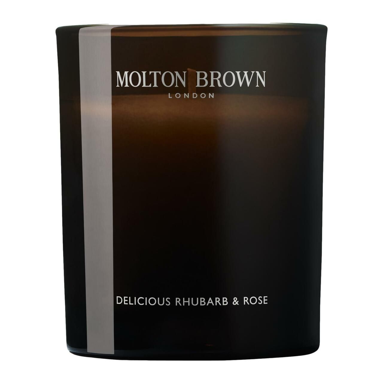 Bougie parfumée Molton Brown 'Delicious Rhubarb & Rose' brun foncé.