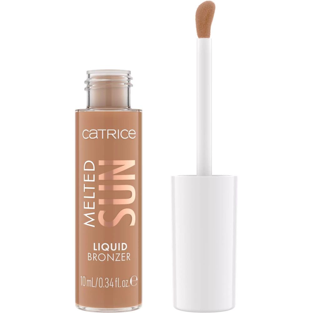 Catrice Bronzer liquide Melted Sun. Flacon avec applicateur. Liquide brun, bouchon blanc.