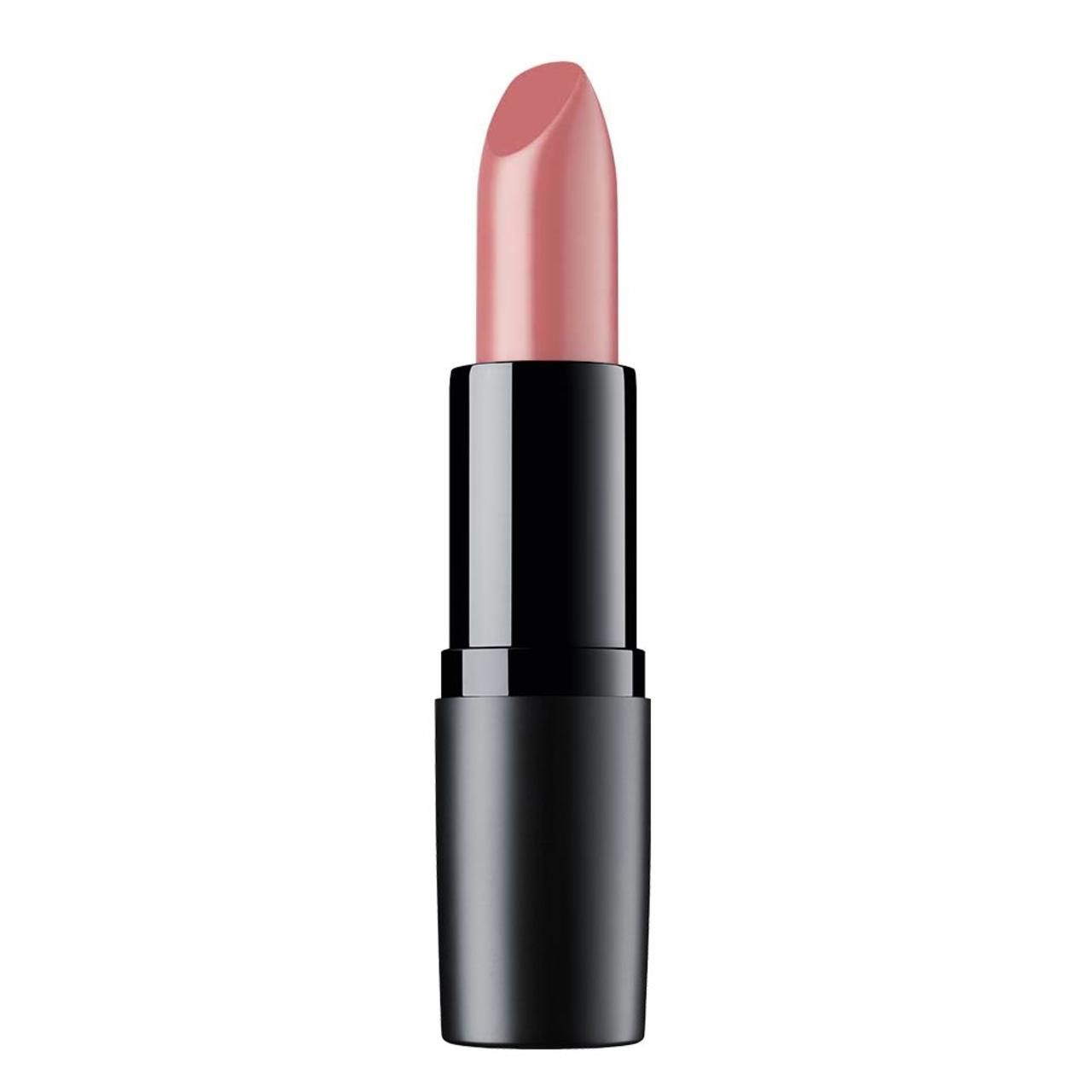 Roze lipstick in een zwarte huls. De lipstick is gedeeltelijk uitgedraaid.