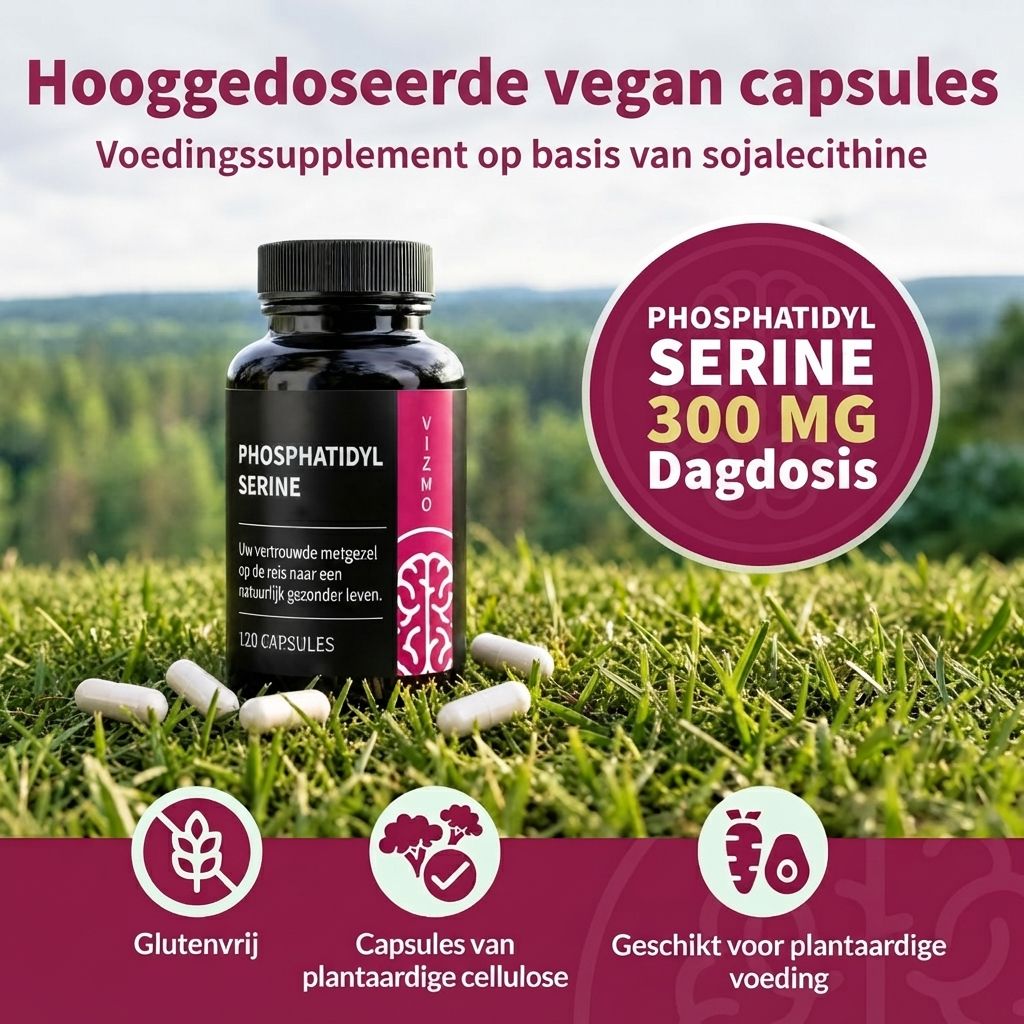Zwarte fles met fosfatidylserine capsules, 300 mg per dagdosering. 120 capsules.