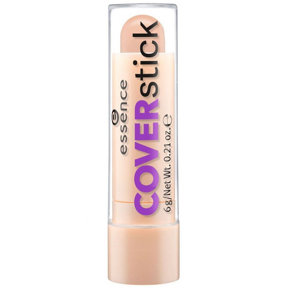 Coverstick concealer in huls met transparante dop. Productnaam en merk zichtbaar. Gewicht: 6 g / 0,21 oz.