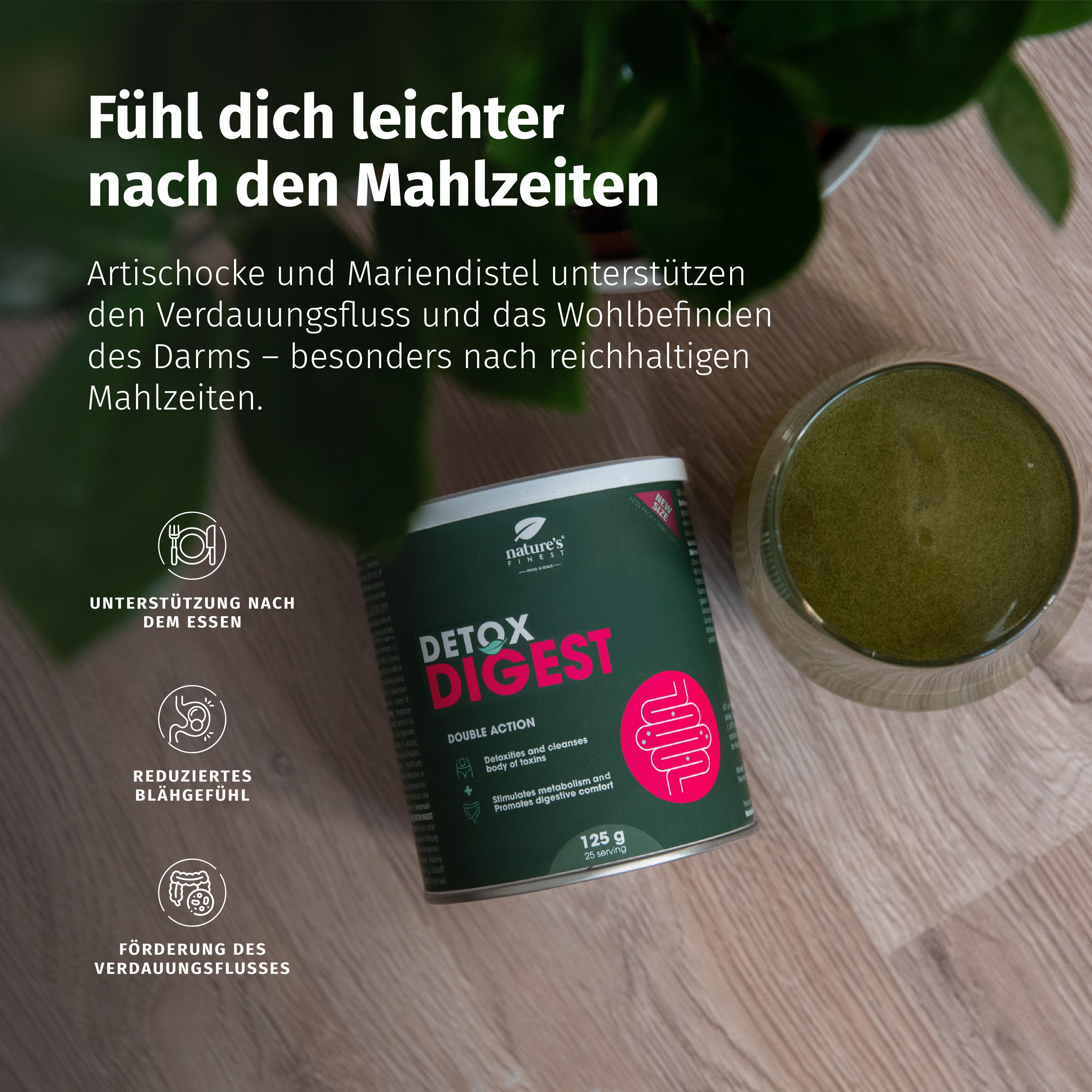 Blik Detox Digest met artisjok en mariadistel, ondersteunt de spijsvertering.