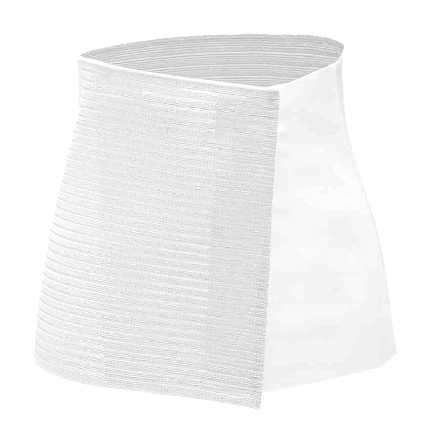 Witte MYSANITY® postpartum buikband, Millerighe, ademend. Zijsluiting, ribstructuur. Vooraanzicht.