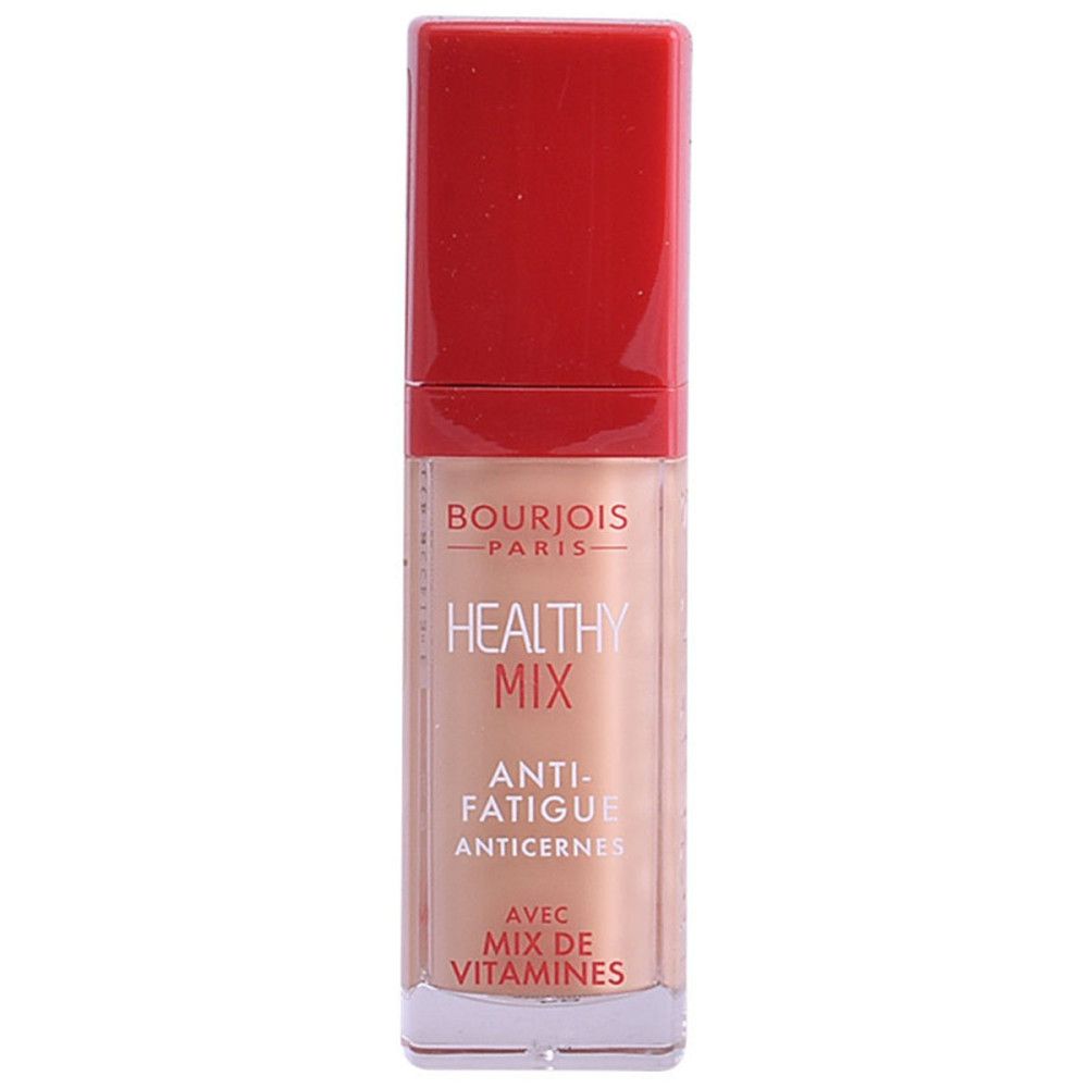 Concealerflesje met rode dop. Opschrift: Bourjois Healthy Mix Anti-Fatigue.