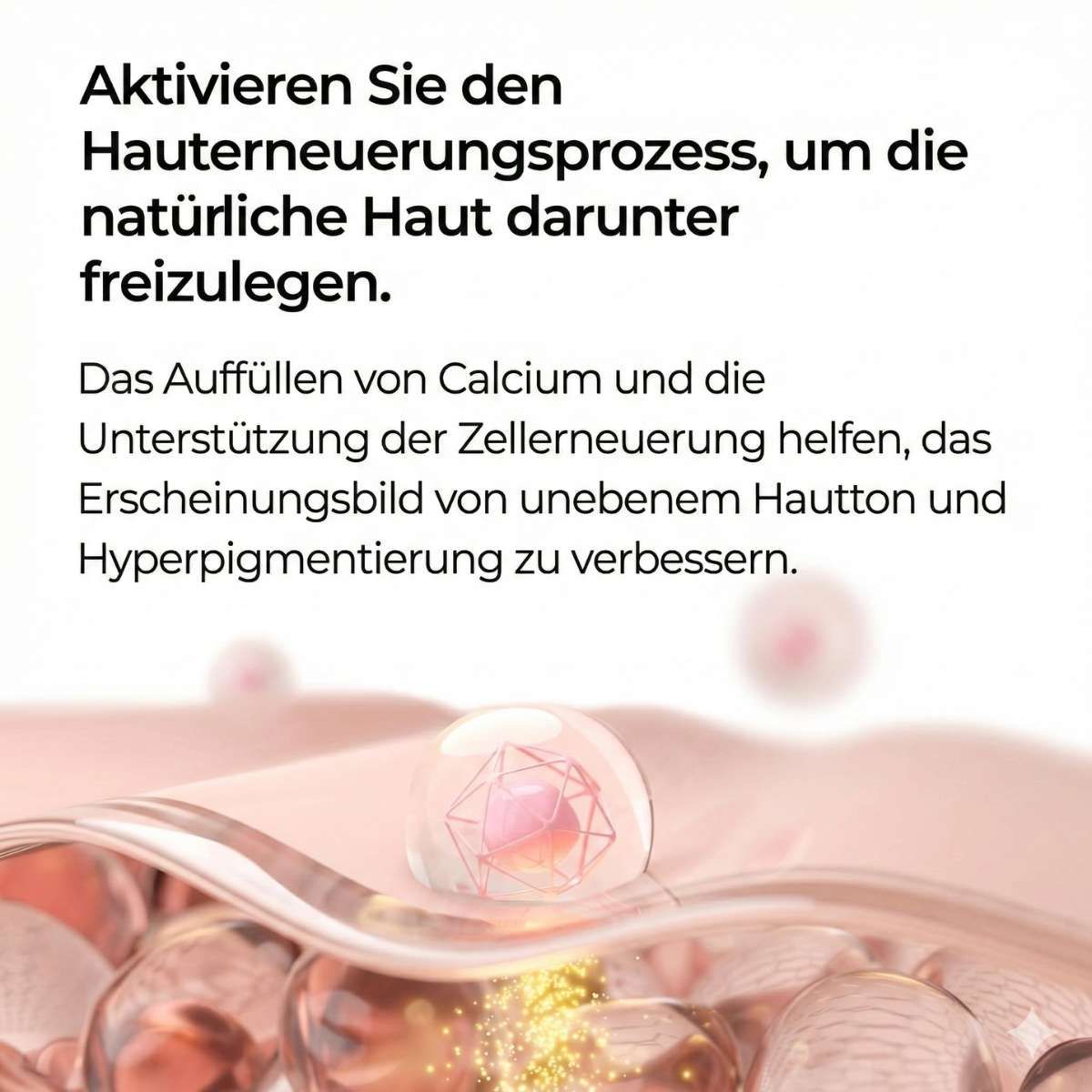 Abstracte weergave van huidcellen, die verbetering van huidtint en hyperpigmentatie tonen.