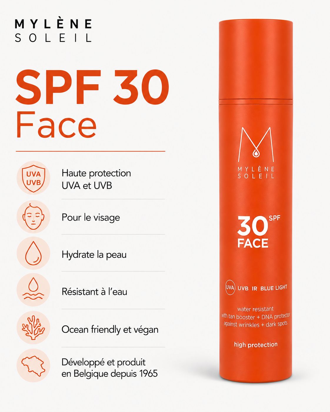 Mylène Soleil SPF 30 Face | Lotion solaire visage SPF 30