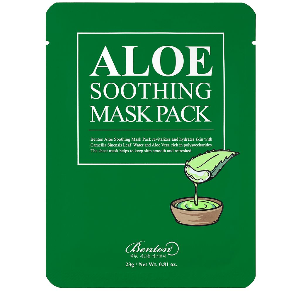 Benton Aloe Soothing Mask Pack à l'Aloe Vera et extrait de feuille de camélia. 23g.