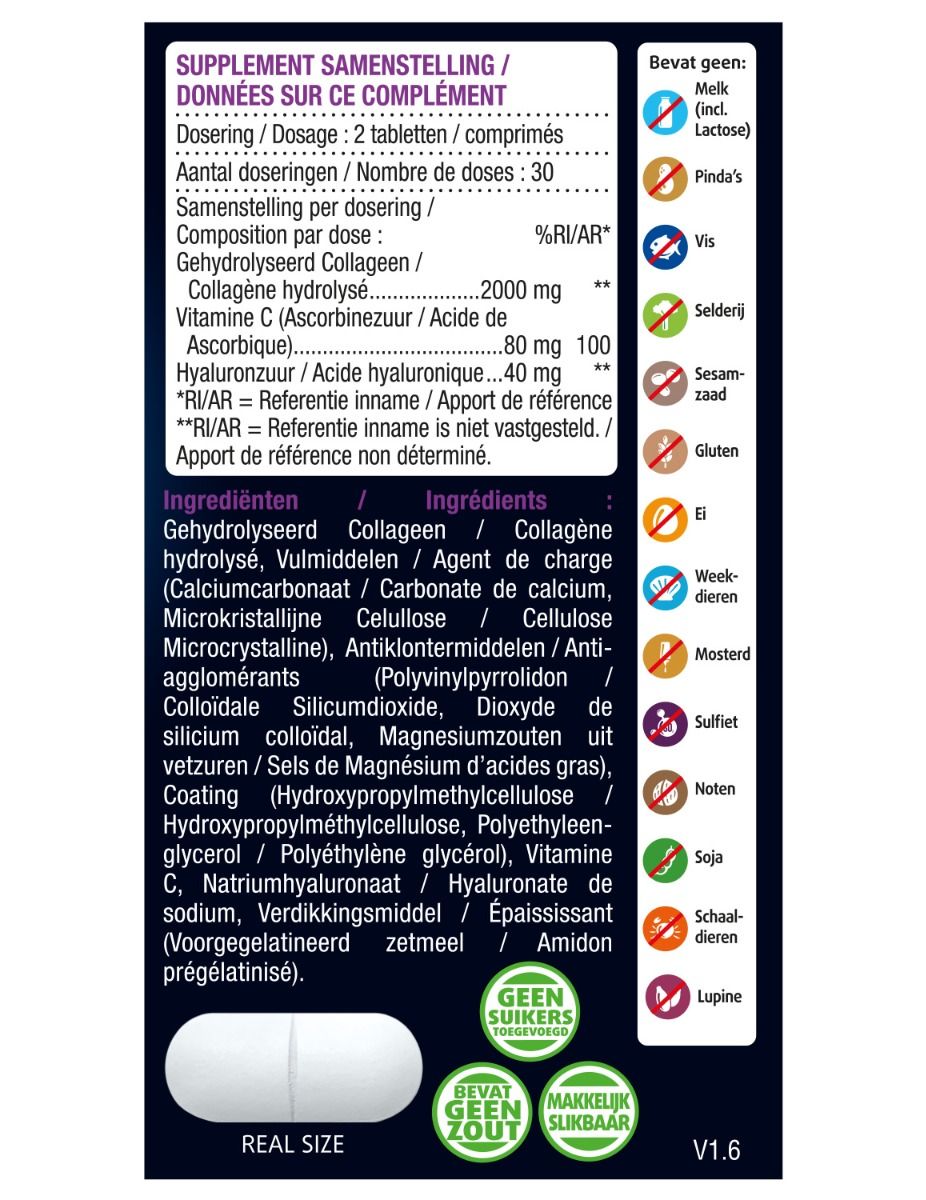 Dos de l'emballage avec ingrédients et informations nutritionnelles. Contient des informations sur les allergènes et les certifications.
