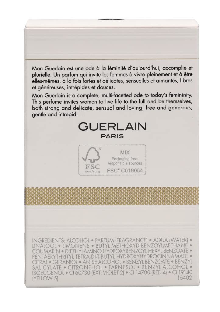 Dos de l'emballage. Texte en anglais et français. Certification FSC et ingrédients.