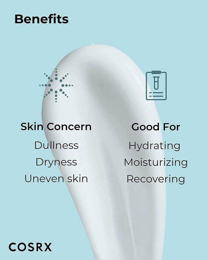 Tekst met de voordelen van het masker. Huidproblemen: dofheid, droogheid, ongelijkmatige huid. Positief effect: hydraterend.