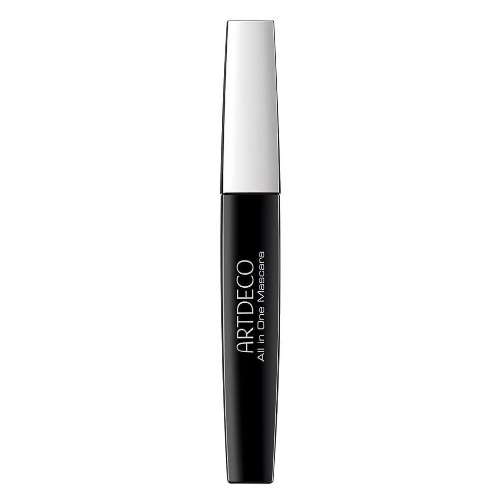 Étui de mascara noir avec capuchon argenté. Inscription: ARTDECO All in One Mascara.
