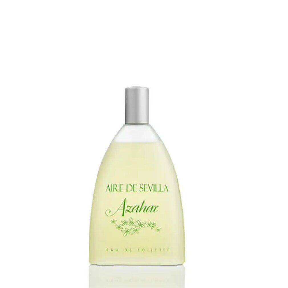 Flacon Aire de Sevilla Azahar Eau de Toilette. Flacon avec bouchon argenté. Texte sur le flacon.