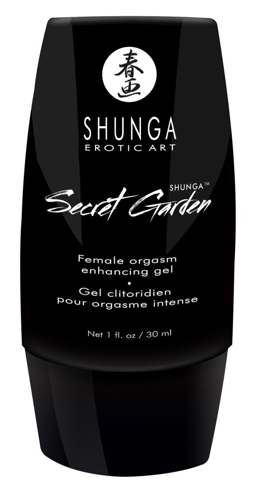 Flacon noir avec texte. "Shunga Erotic Art" et "Secret Garden". 1 fl. oz / 30 ml.