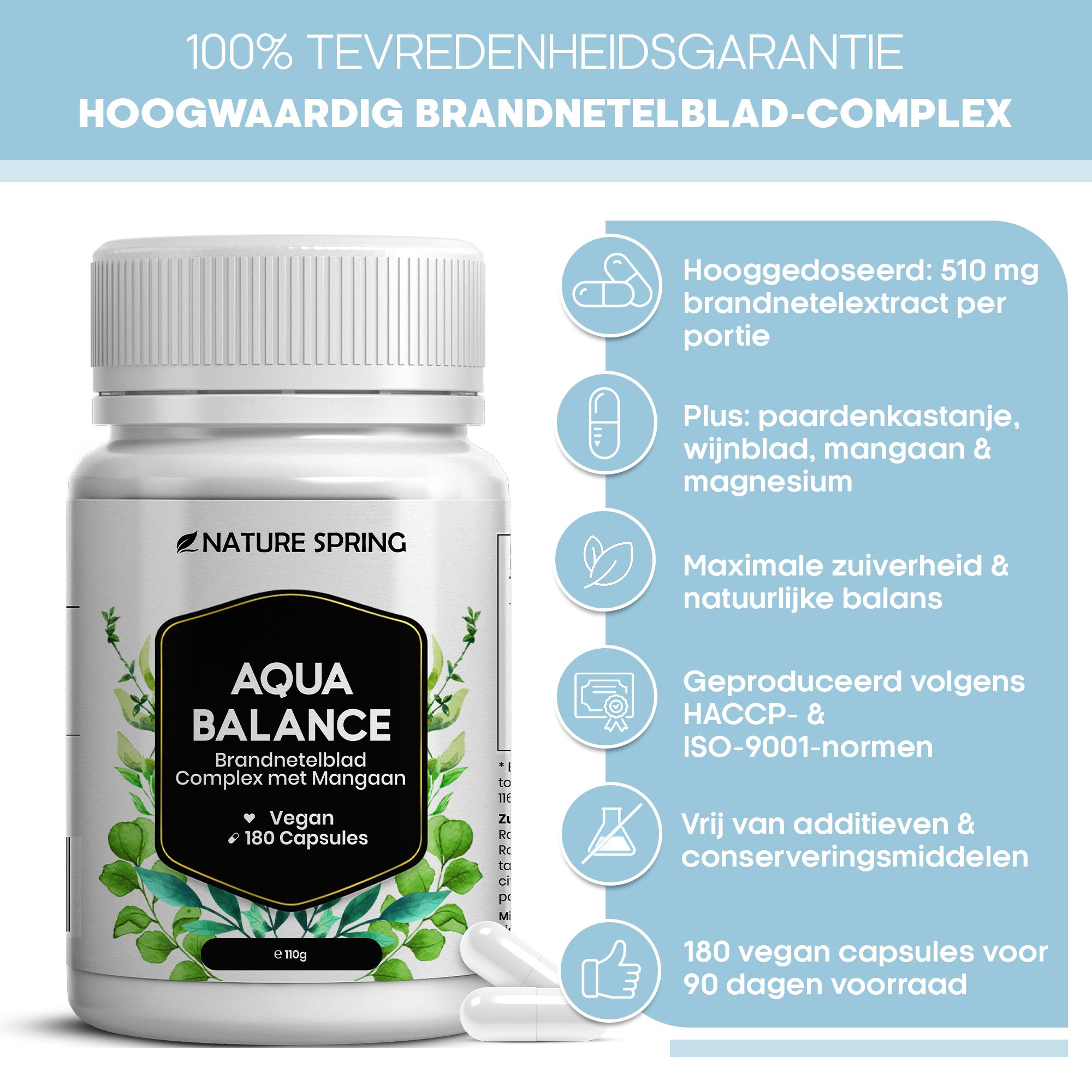 Aqua Balance capsulepot met brandnetelextract en mangaan.