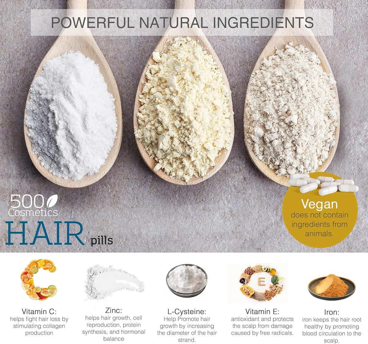 500Cosmetics comprimés Hair contre la chute des cheveux