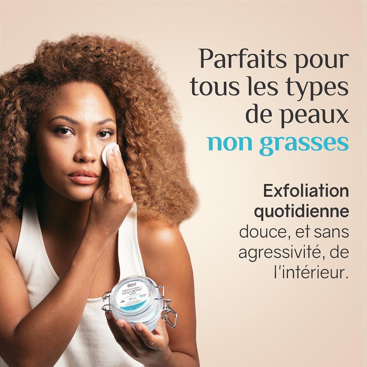 Disques Ardaraz exfoliants : Bocal, boîte en carton et un disque individuel.