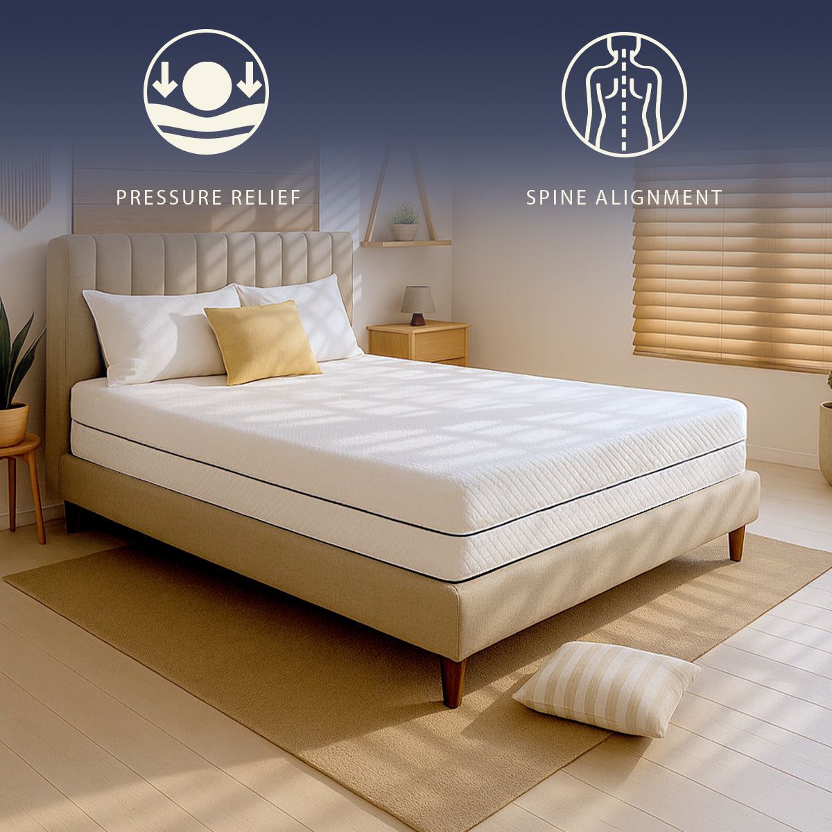 The White Stone Matras 90x200 cm van Hypoallergeen Schuim | Hoogte 14 cm