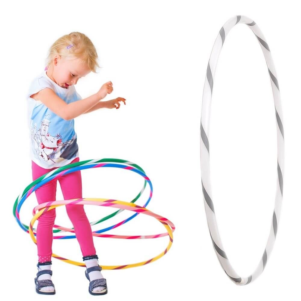 Hoopomania hula hoop enfant avec ruban grip | Ø 80 cm | Blanc-Gris