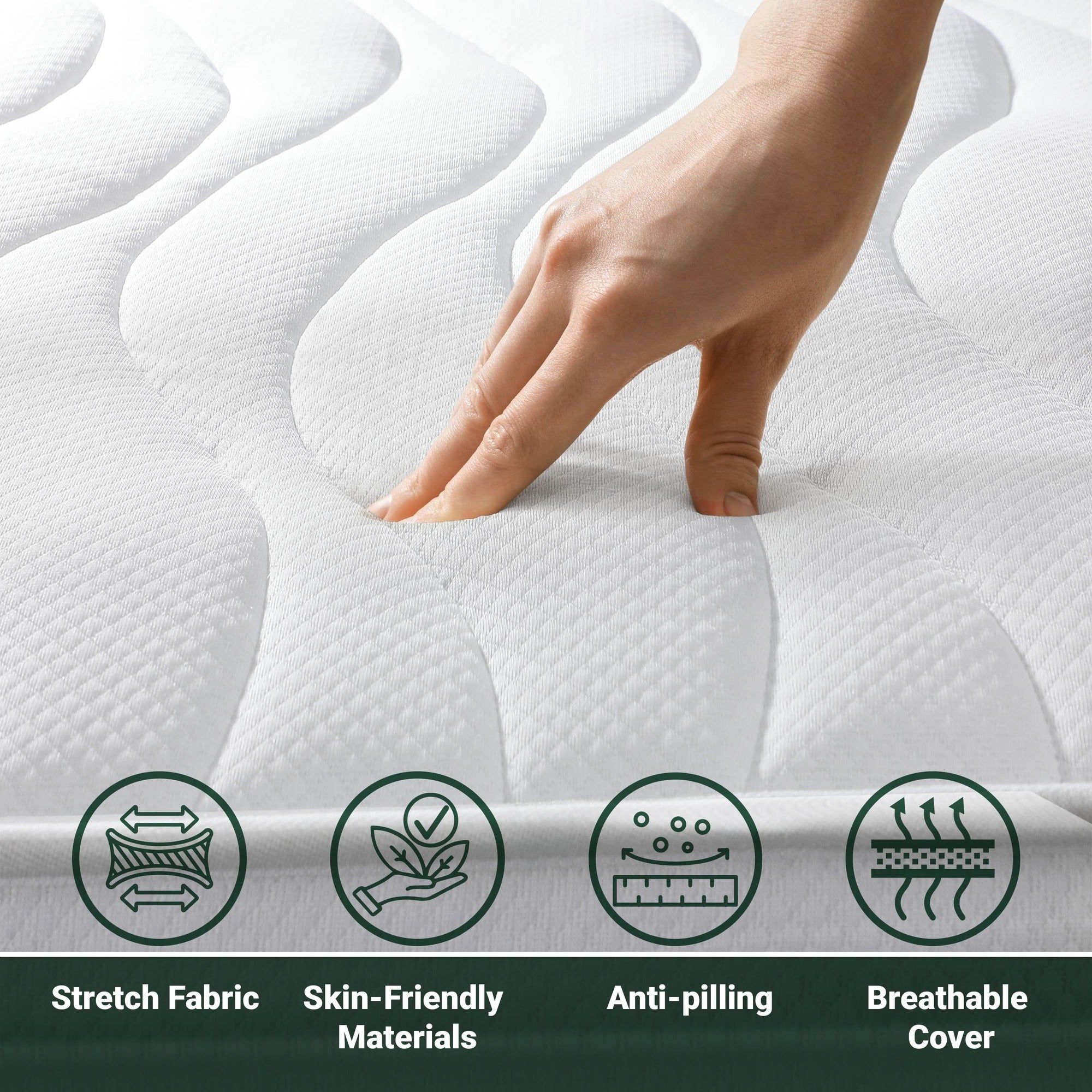 The White Stone Matras 80x200 cm Antibacterieel Schuim | Hoogte 16 cm | 3D Air Hypoallergeen Hoes