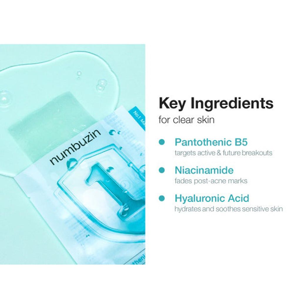 Verpakking van een velmasker met hyaluronzuur, pantotheenzuur B5 en niacinamide.