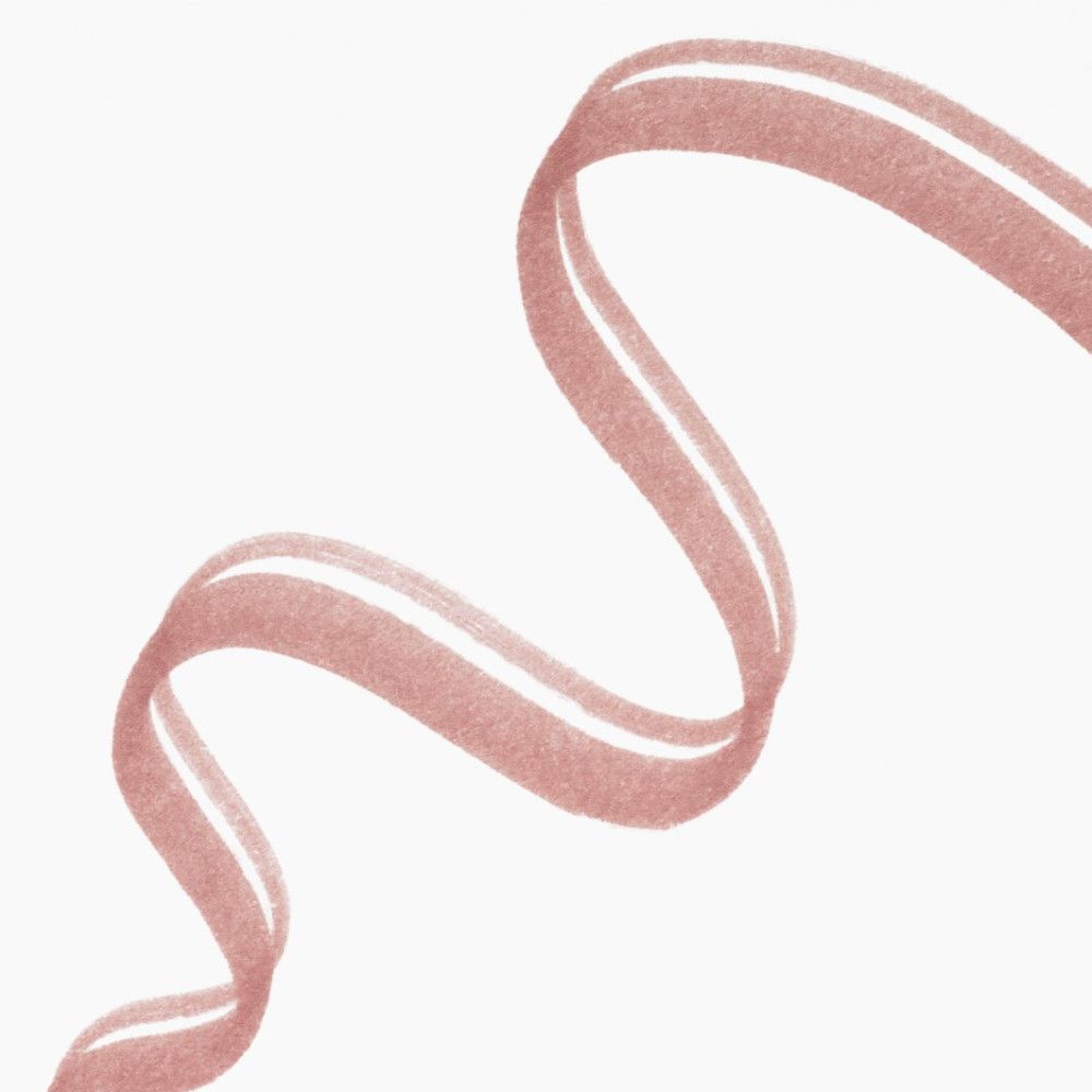 Een gebogen lijn in een lichtbruine tint, die doet denken aan een lippenstiftstreep.