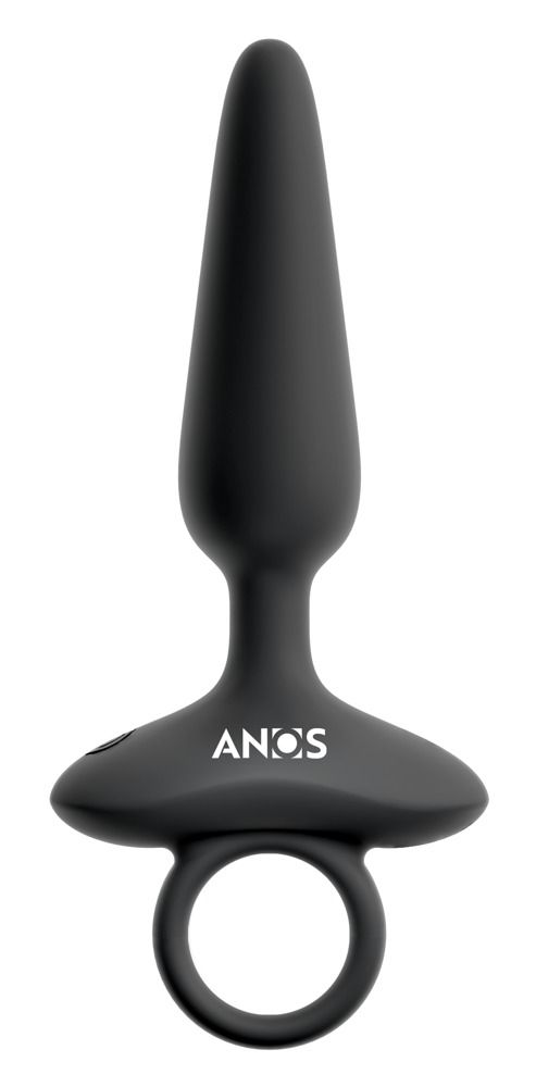 Plug anal noir avec anneau et logo ANOS.