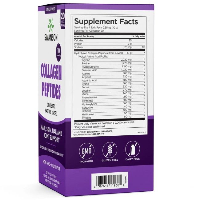 Swanson Health Products Collageenpeptiden, 20 individuele zakjes - Zonder smaak