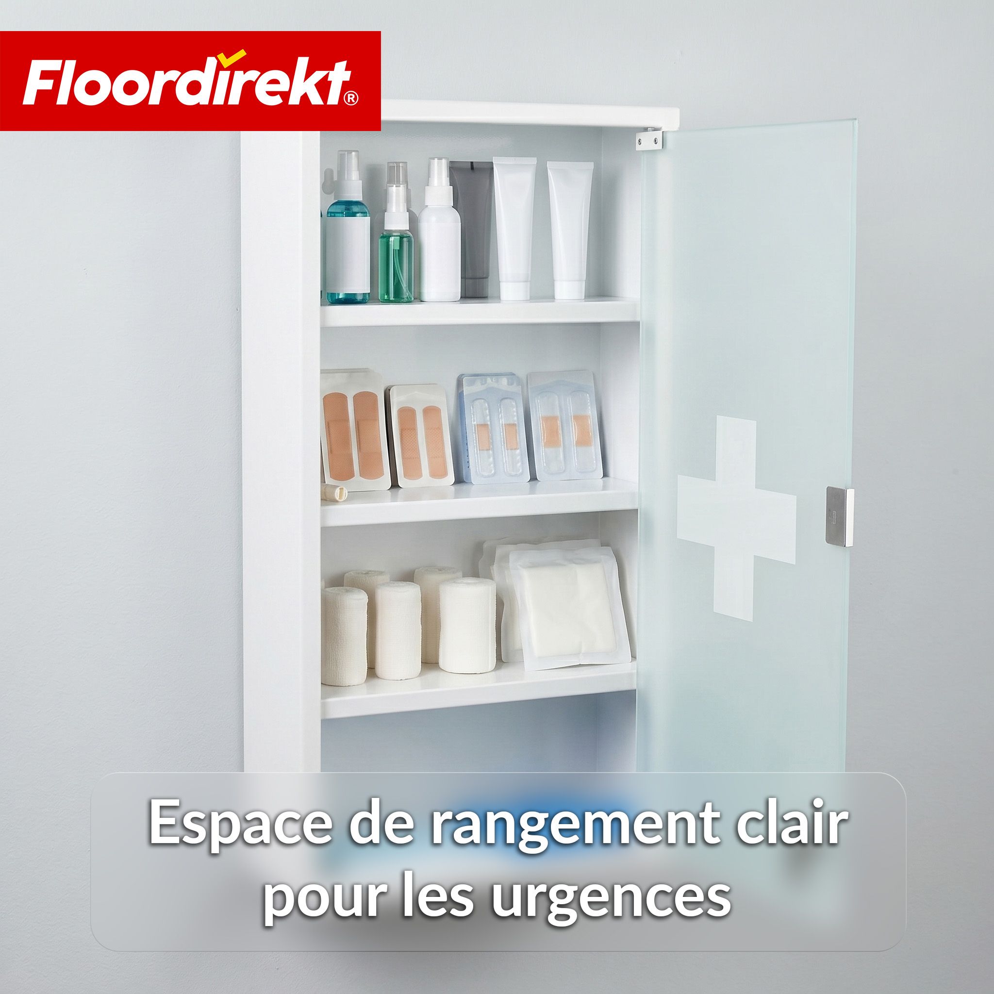 KARAT Armoire à médicaments Allen - Armoire à pharmacie porte verre blanc 60 x 30 cm 4 comp.