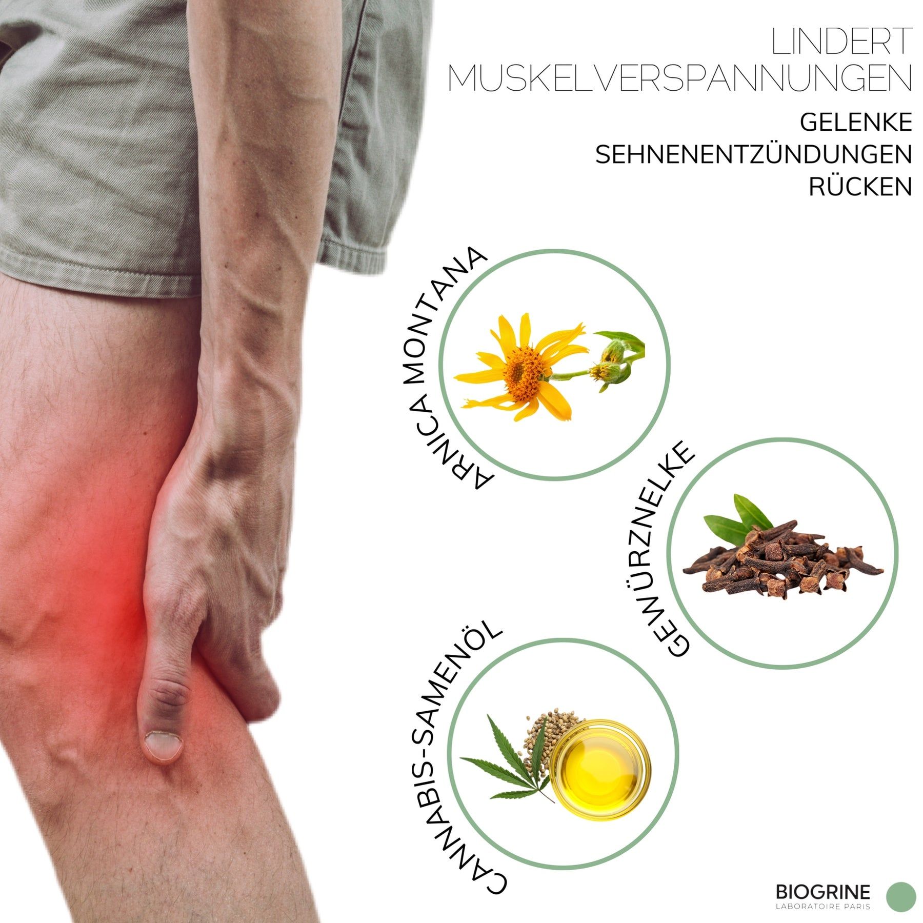BIOGRINE "REMEDY" Arnica Gel met Biologische CBD, Kruidnagel & Cipres