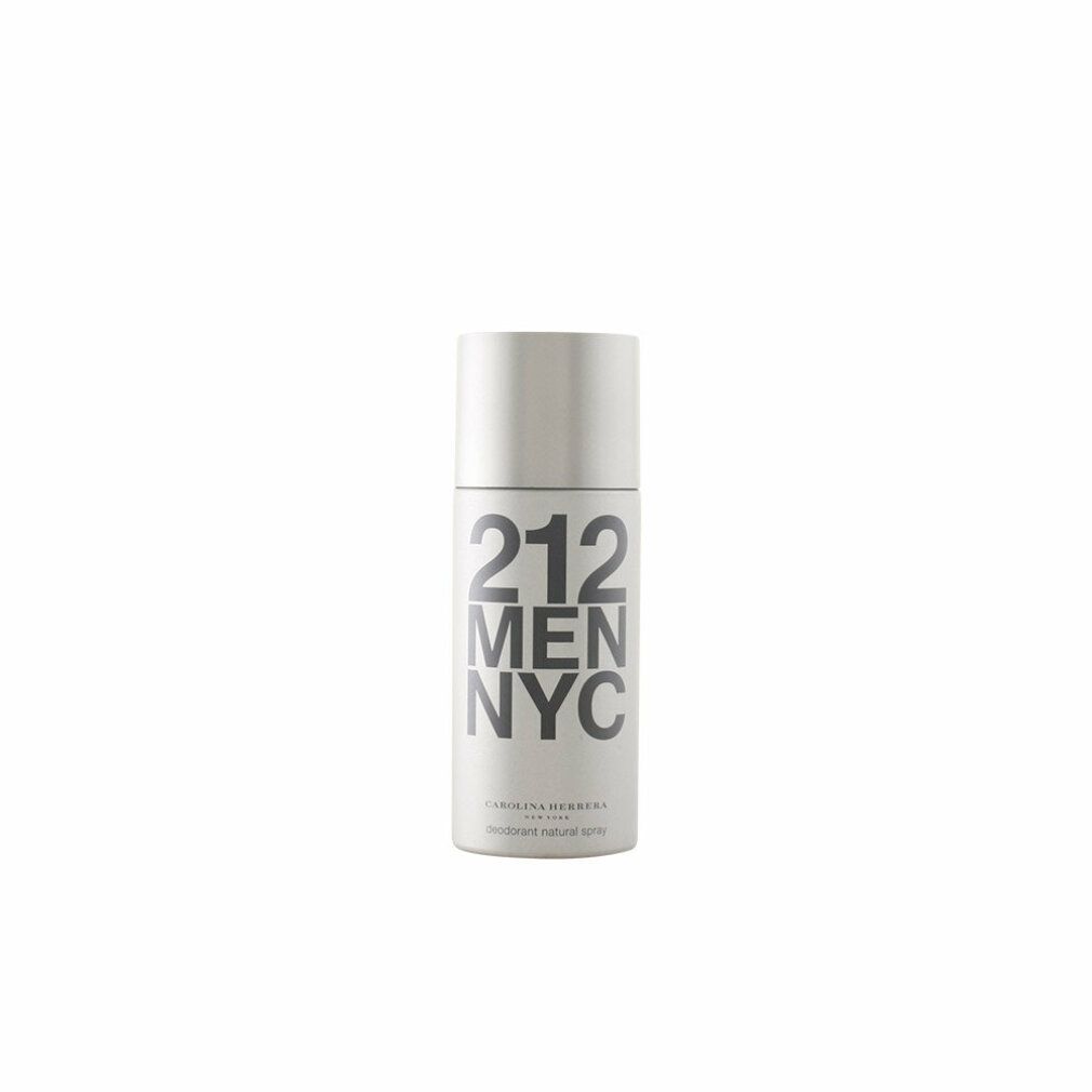 Spray déodorant blanc avec lettrage noir 212 MEN NYC. Marque Carolina Herrera. Deodorant Natural Spray.