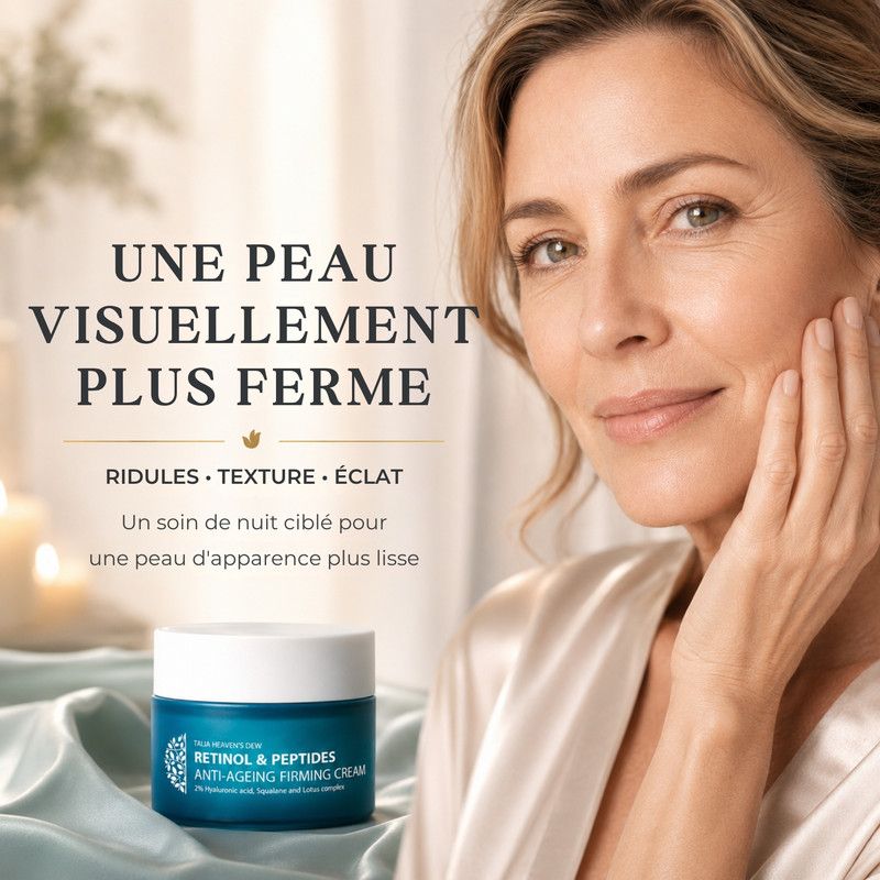 Crème anti-âge raffermissante au rétinol et peptides.