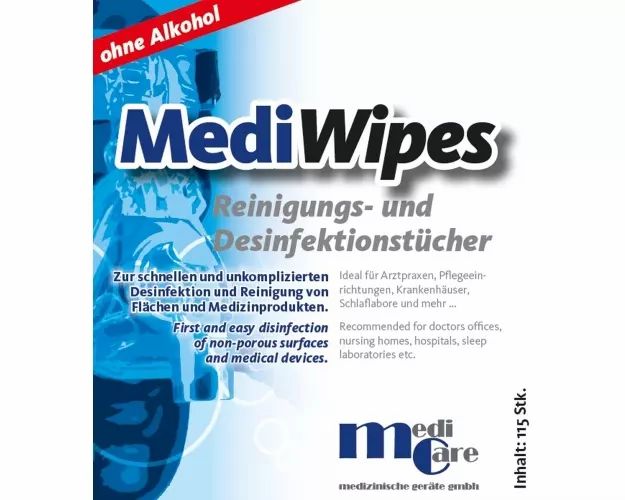 Lingettes de nettoyage et désinfection MediWipes, 115 pièces.