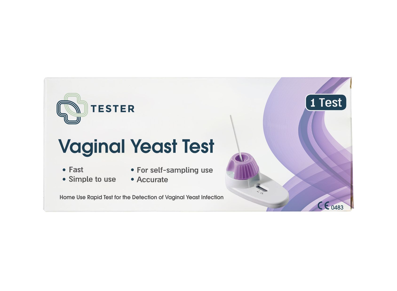 Emballage du test de mycose vaginale. Contient le test et les instructions. Certifié CE.